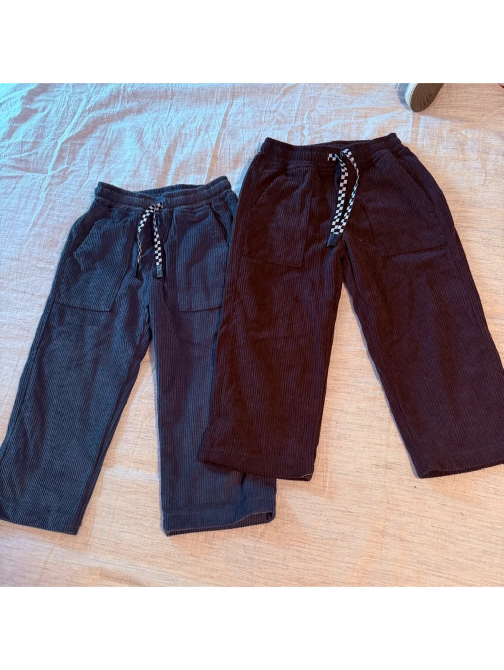George hats relaxed corduroy pants with checkered waist